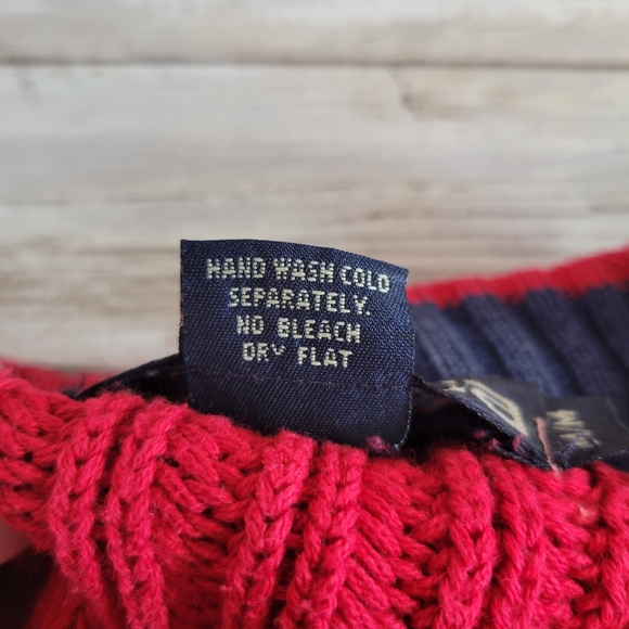 Mens Vintage Nautica Red Knit Sweater Medium Made In USA - Picture 16 of 16